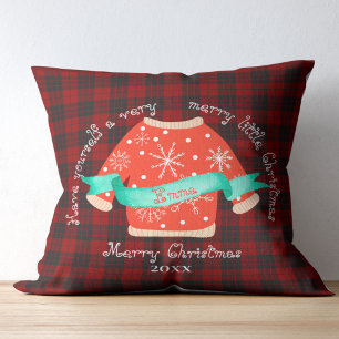 Coussin Rouge Noir Plaid Doux laide mou Joyeux Noël