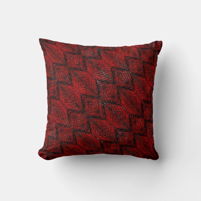 Coussin Rouge noir traces, formes, rayures, zigzag ou tric (Recto)