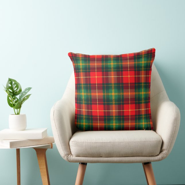 Coussin Rouge Or et Vert à Carreaux de Noël    (Chaise)