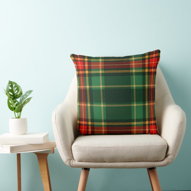 Coussin Rouge Or et Vert à Carreaux de Noël    (Chaise)