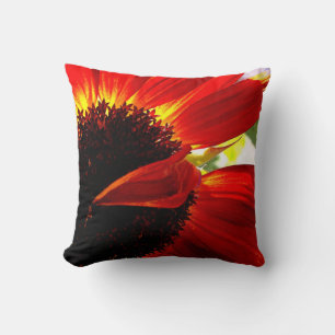 Coussin Rouge Orange Gerbera Daisy Photo Moderne Bold Desi