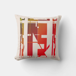Coussin Rouge Orange Gold Brown sur la mosaïque d'art trib