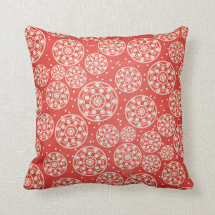 Coussin Rouge, outre du blanc, carreau bleu de cercle de