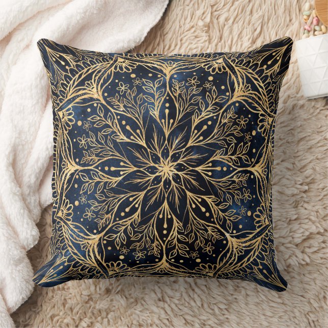 Coussin Rouge Poinsettia Fleur Mandala (Couverture)