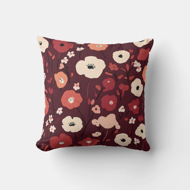 Coussin rouge profond avec conception de grappes f (Recto)
