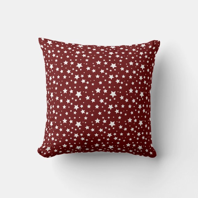 Coussin rouge profond avec Motif étoile blanche (Recto)