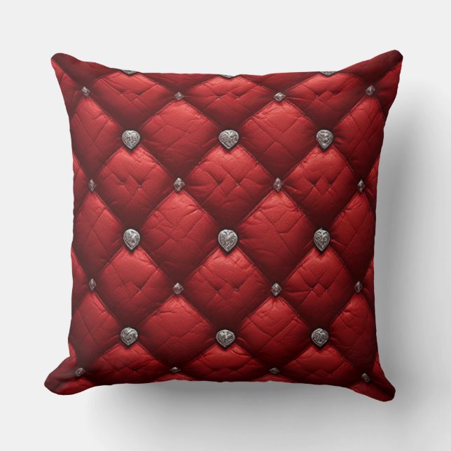 Coussin Rouge Profond Matelassé Détails Dimensionnels Rich (Recto)