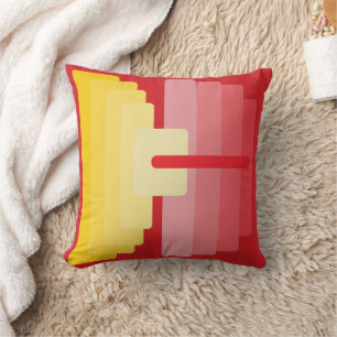 Coussin Rouge rétro et jaune