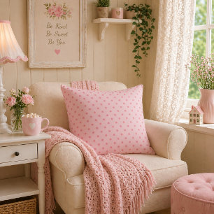 Coussin Rouge Rêve Rose Pâle À Pois