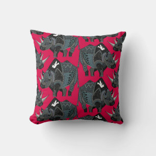 Coussin rouge rhinocéros