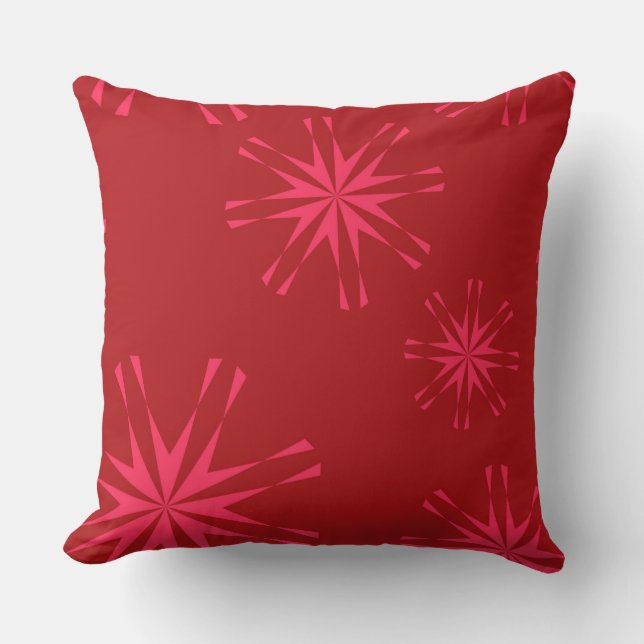 Coussin Rouge, rose, cool tendance fleur d'étoiles moderne (Recto)