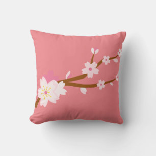 Coussin Rouge rose pâle Sakura CHerry Blossom japonais