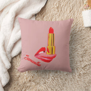Coussin Rouge rouge à lèvres sur la langue avec personnali