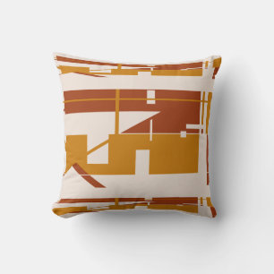 Coussin Rouge Rouille sur Beige Aspect d'Art du Sud-Ouest