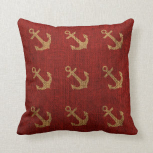 Coussin Rouge rustique d'Ancres