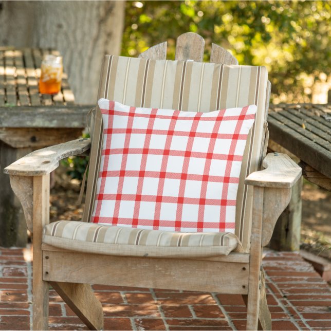 Coussin Rouge rustique et blanc Tartan Plaid Buffalo (Chaise)