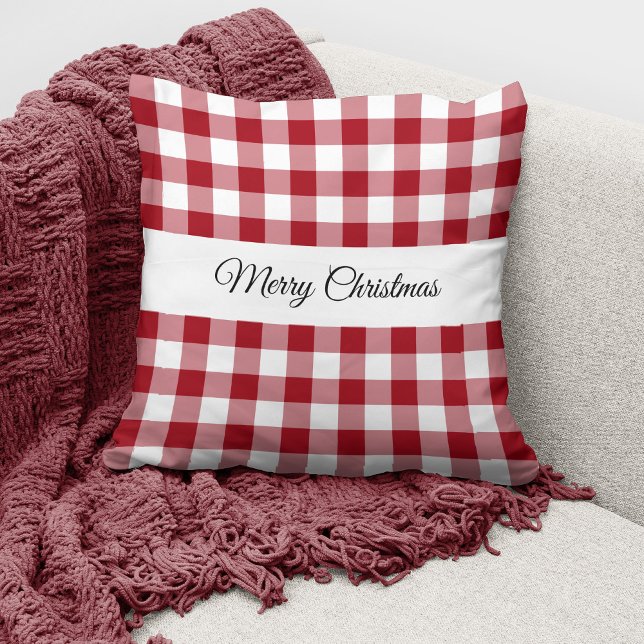 Coussin Rouge rustique Joyeux Noël (Créateur téléchargé)