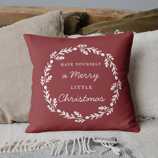 Coussin Rouge Rustique Joyeux Petit Noël (Créateur téléchargé)