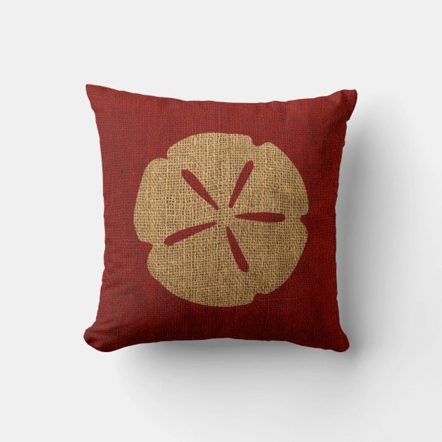 Coussin Rouge rustique nautique du dollar de sable (Recto)