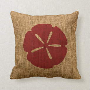 Coussin Rouge rustique nautique du dollar de sable