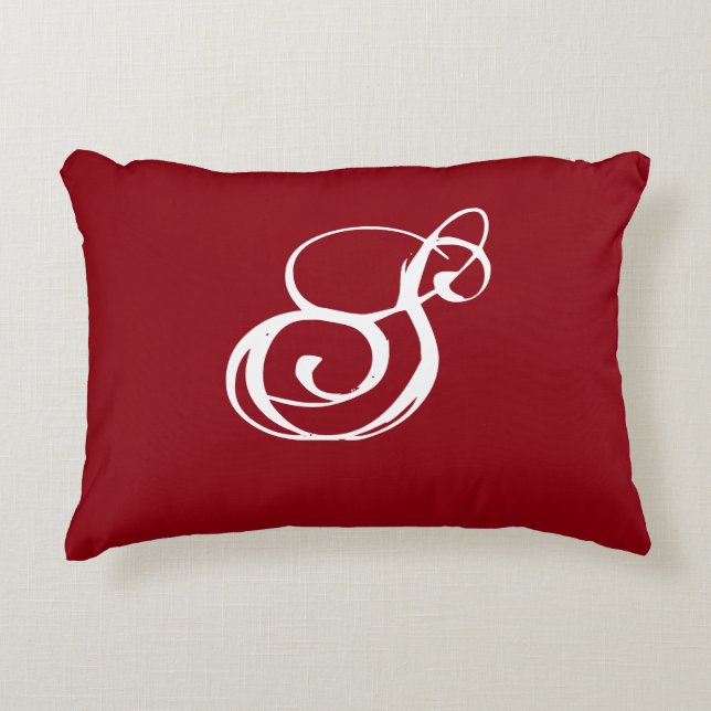 Coussin rouge "S" avec dos blanc (Devant)