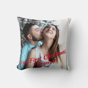 Coussin Rouge Script Notre première photo de Noël