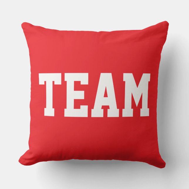 Coussin Rouge Sportif Clair Amusant Athlétique Équipe Text (Recto)