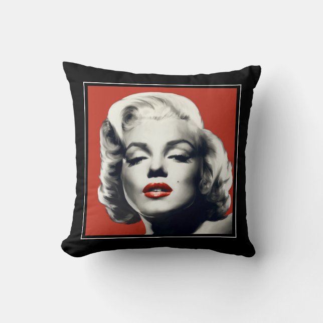 Coussin Rouge sur les lèvres rouges Marilyn (Recto)