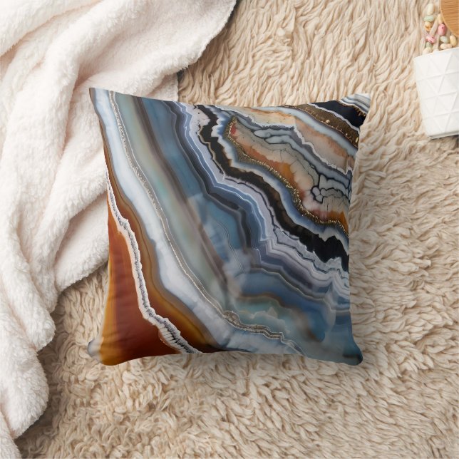Coussin Rouge Terracotta Blanc Noir Bleu Or Géode d'âge (Couverture)