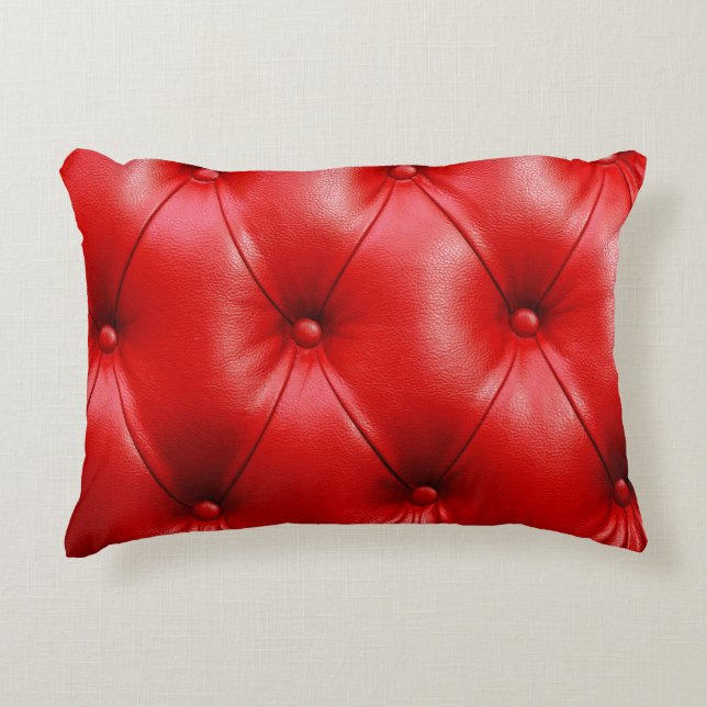 Coussin rouge texture cuir (Devant)