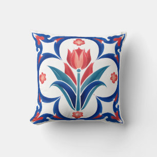 Coussin Rouge Tulip turc Iznik céramique Motif Art