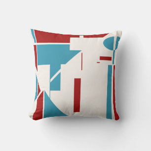 Coussin Rouge Turquoise blanc MCM design géométrique inspi