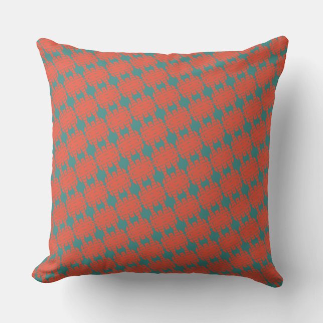 Coussin Rouge Turquoise vert Motifs de design du Sud-Ouest (Recto)