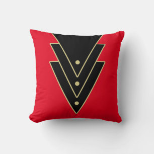 Coussin Rouge Tuxedo Art Déco Moderne