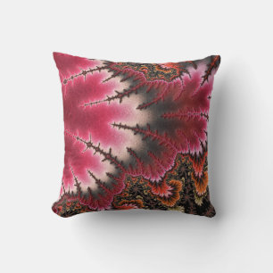 Coussin Rouge Velours Fractal Style Abstrait Nouveau