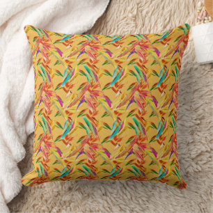 Coussin Rouge Vert Bleu Violet Abstrait Floral Art Déco