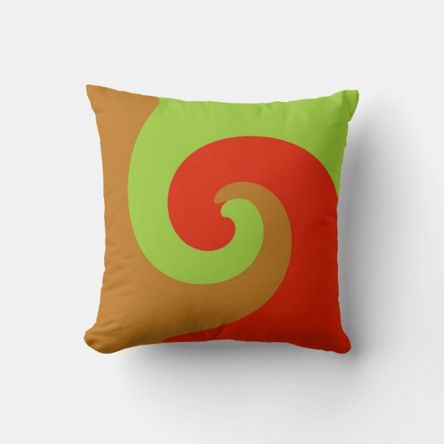 Coussin Rouge Vert Brown Retro Peinture Art Abstrait (Recto)