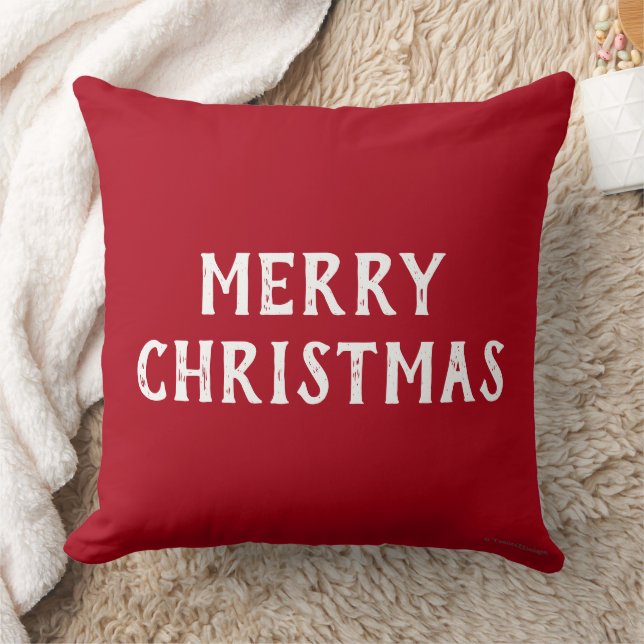 Coussin Rouge Vert Joyeux Noël Joie au Monde (Couverture)