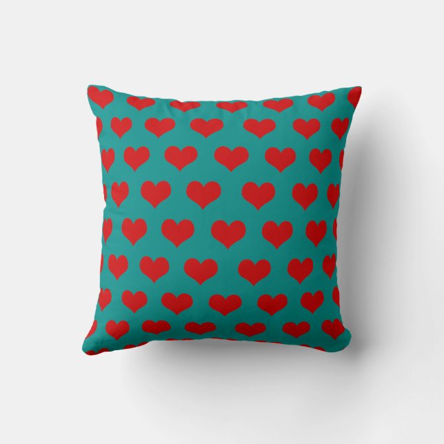 Coussin Rouge Vert Mignon Cosy Moderne Romantique Chic Cœu (Verso)
