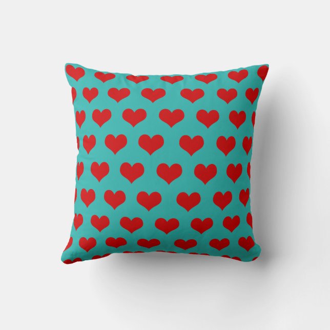 Coussin Rouge Vert Mignon Cosy Moderne Romantique Chic Cœu (Verso)