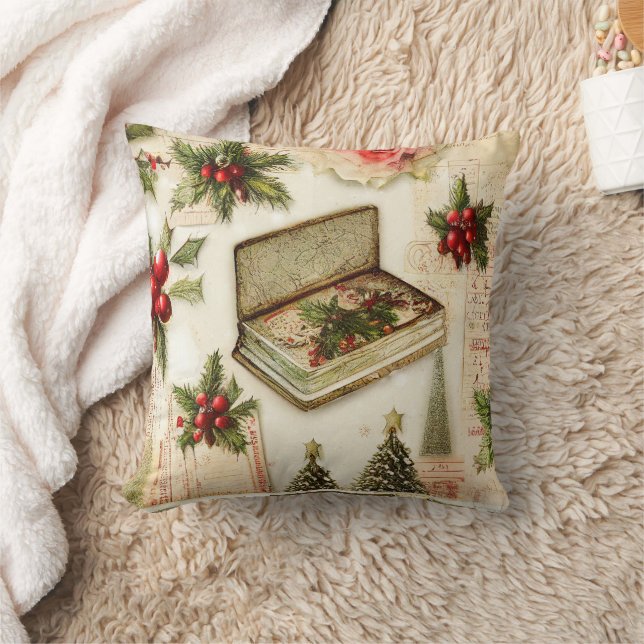 Coussin Rouge Vert Noël Fêtes rétro vintage  (Couverture)