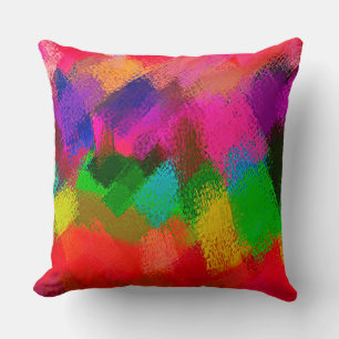 Coussin Rouge vert violet jaune Abstrait