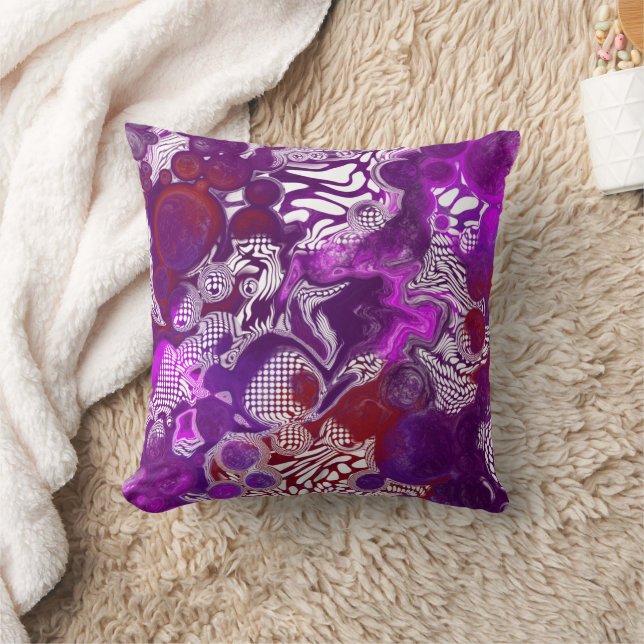 Coussin Rouge violet Abstrait Fluid Art Marbre (Couverture)