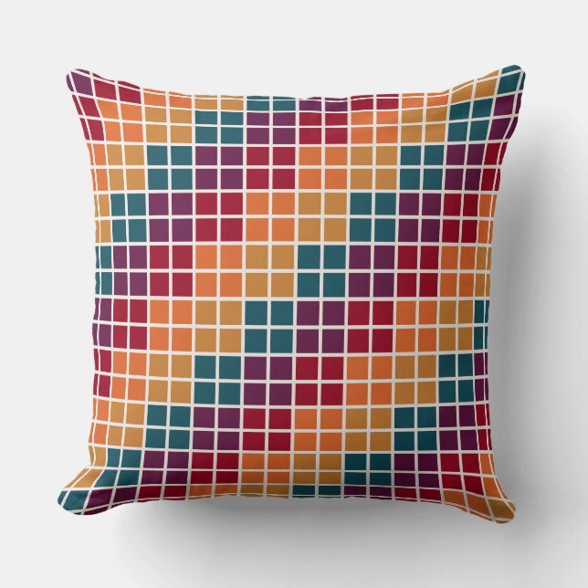 COUSSIN ROUGE VIOLET SARCELLE ORANGE JAUNE CUBES D'AUTOMNE (Recto)