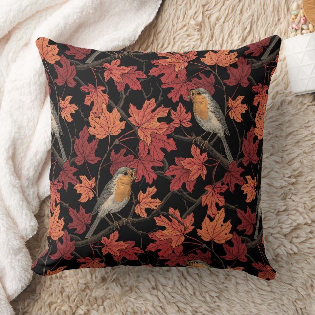 Coussin Rouges-gorges dans un érable (Couverture)