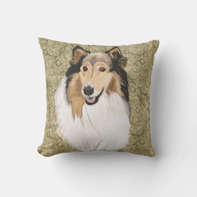 Coussin Rough Collie Portrait (Recto)