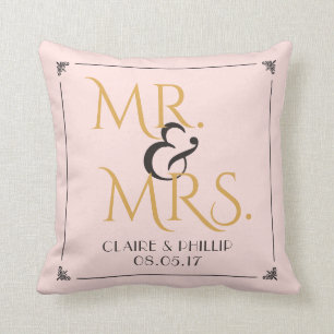 Coussin Rougissent M. et Mme roses Wedding Keepsake de