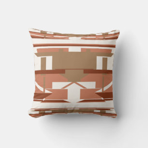 Coussin Rouille de corail tan sur mosaïque d'art du sud-ou