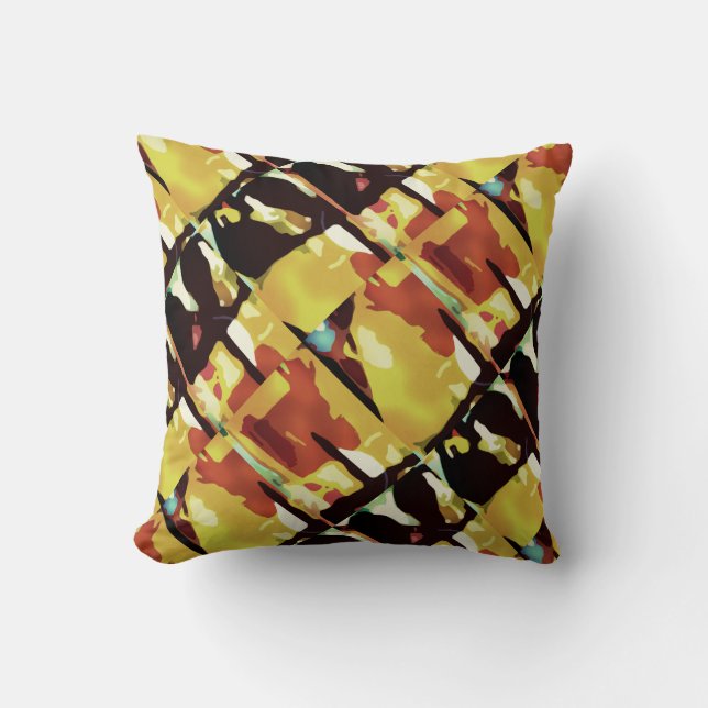 Coussin Rouille Noire Jaune Abattée Art Abstrait Grandes C (Recto)