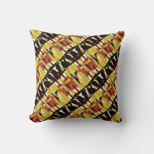 Coussin Rouille noire jaune inclinée Petits carreaux Art A